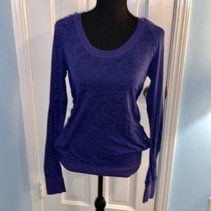 Dark Blue Hoodie Long Sleeve Shirt - American Eagle